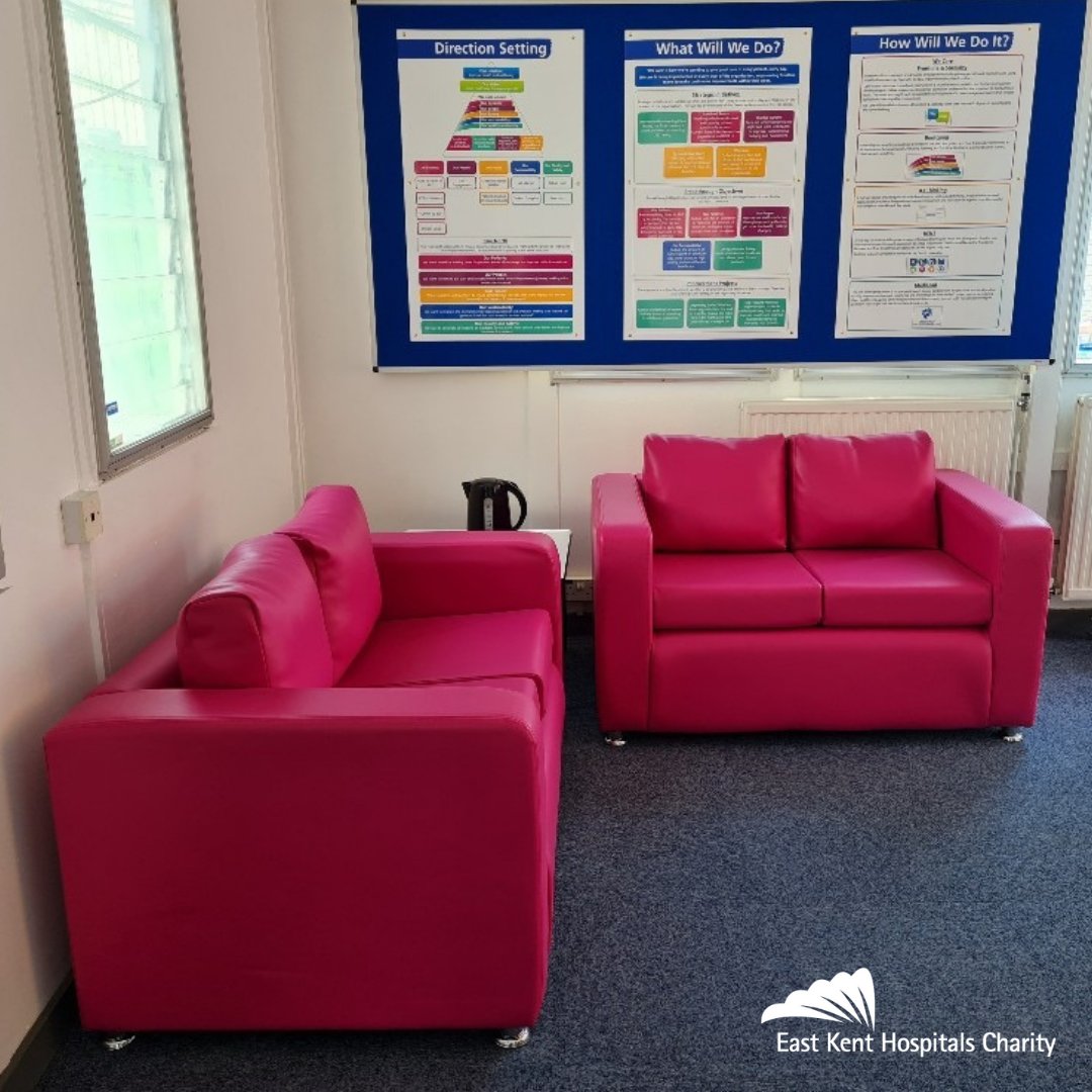 The KCH We Care Coach House is where training takes place for the education sessions conducted by the We Care team. 

"Thanks to EKHC we have purchased sofas which not only fit in the space perfectly but have contributed to the wellbeing of people who use the room – Thank you!"