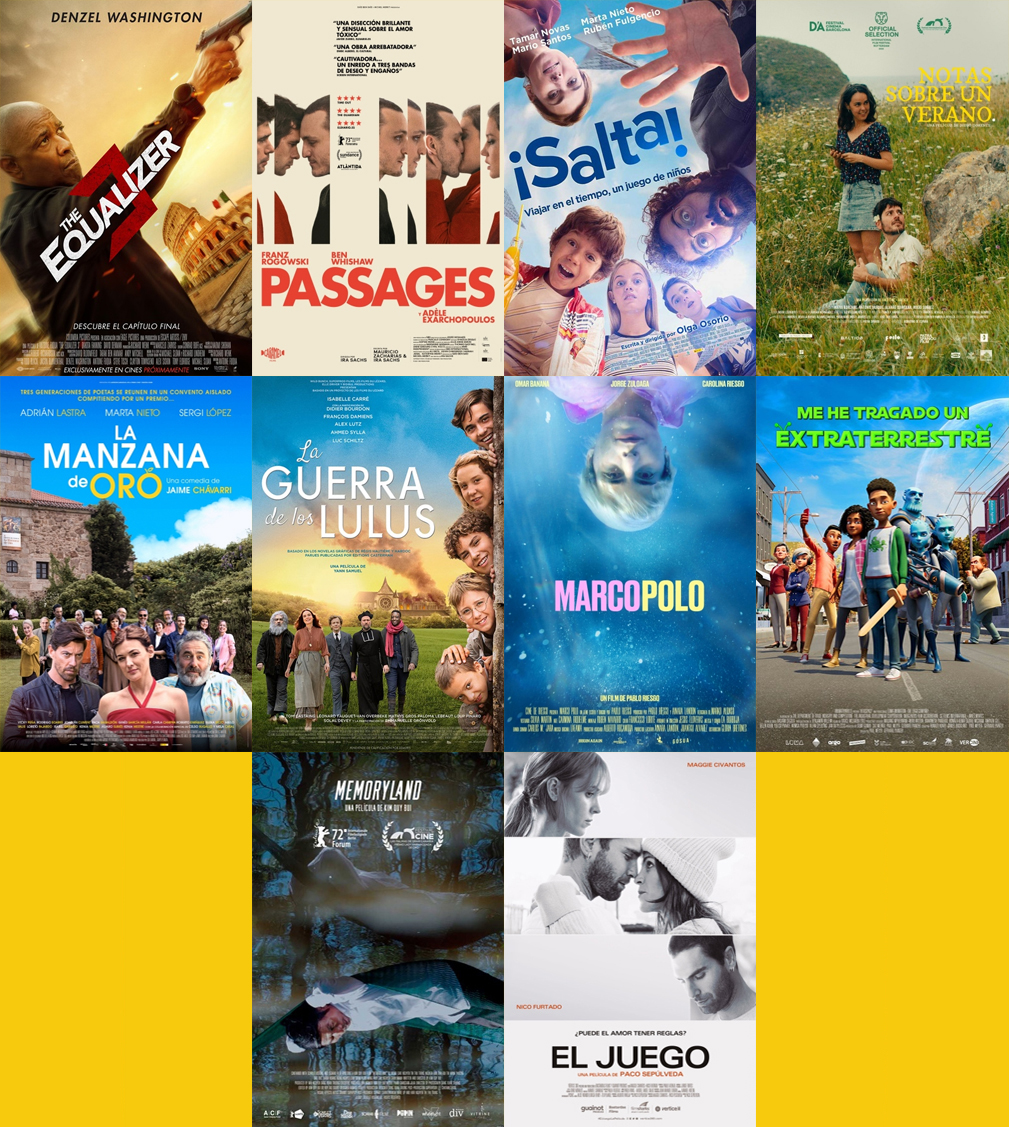 TrailersyEstren's tweet photo. 🍿 Trailers de los Estrenos del 1 de septiembre de 2023:
#TheEqualizer3
#Passages
#Salta
#NotasSobreUnVerano
#LaManzanaDeOro
#LaGuerraDeLosLulus
#MarcoPolo
#MeHeTragadoUnExtraterrestre
#Memoryland
#ElJuego
https://t.co/A94acZUdaX https://t.co/CheGo4rsNP