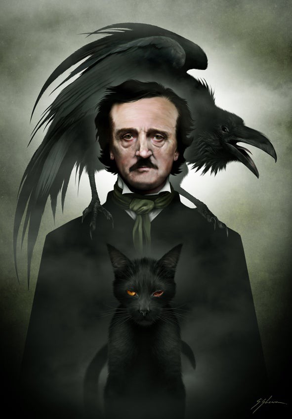 'Mis enemigos atribuyeron la locura a la bebida, en vez de atribuir la bebida a la locura.'
Edgar Allan Poe.
(🎨 de Sam Shearon.)