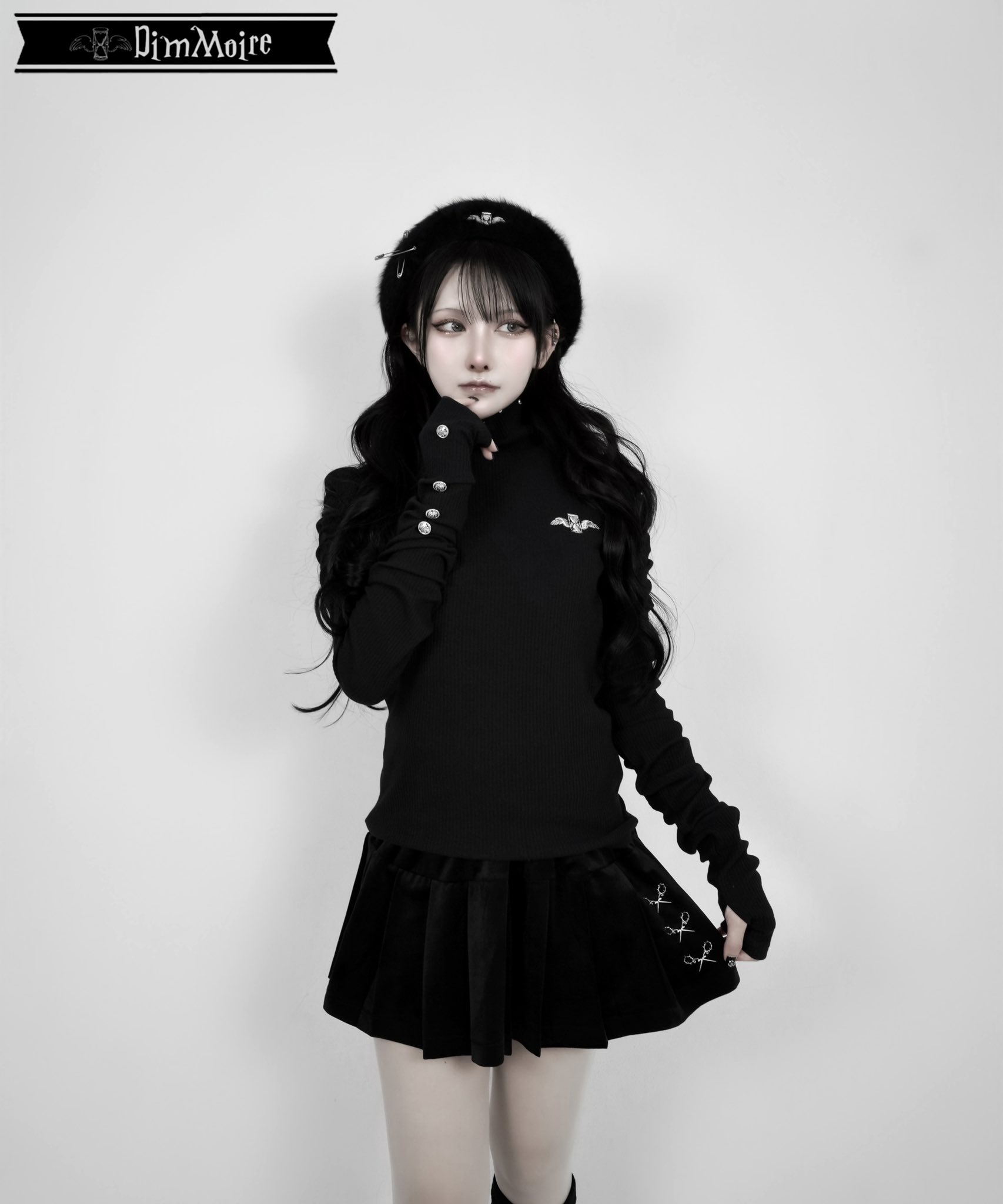 DimMoire【ディムモアール】くしゅくしゅニットトップス/Black