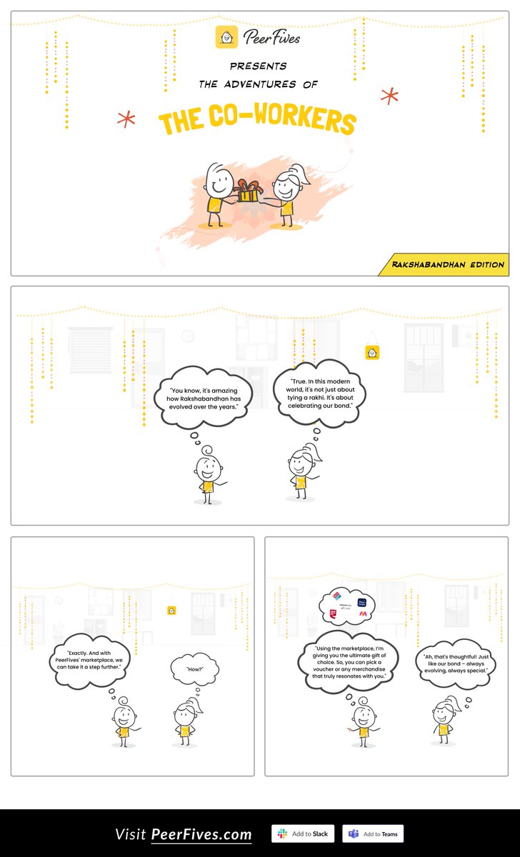 PeerFives's tweet photo. Rakhis to Rewards: The PeerFives bond that goes beyond festivals. Check out our comic to know more.
Visit Now: https://t.co/JReh7UtOS6
#rewards #recognition #rewardandrecognition #peerfives #festival #celebrating #gifiting #marketplace #redeempoints #employeereward #comic https://t.co/wiRmxB4Y46