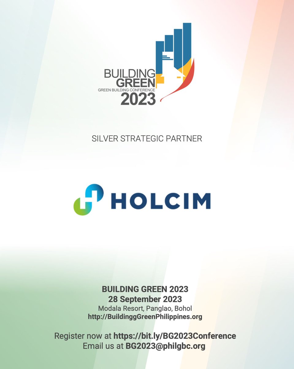 Thank you very much to Holcim Philippines for supporting the Building Green 2023 Conference in Bohol this September 28, 2023 as a Silver Strategic Partner.

See you at Building Green in Bohol! Register now at BuildingGreenPhilippines.org.