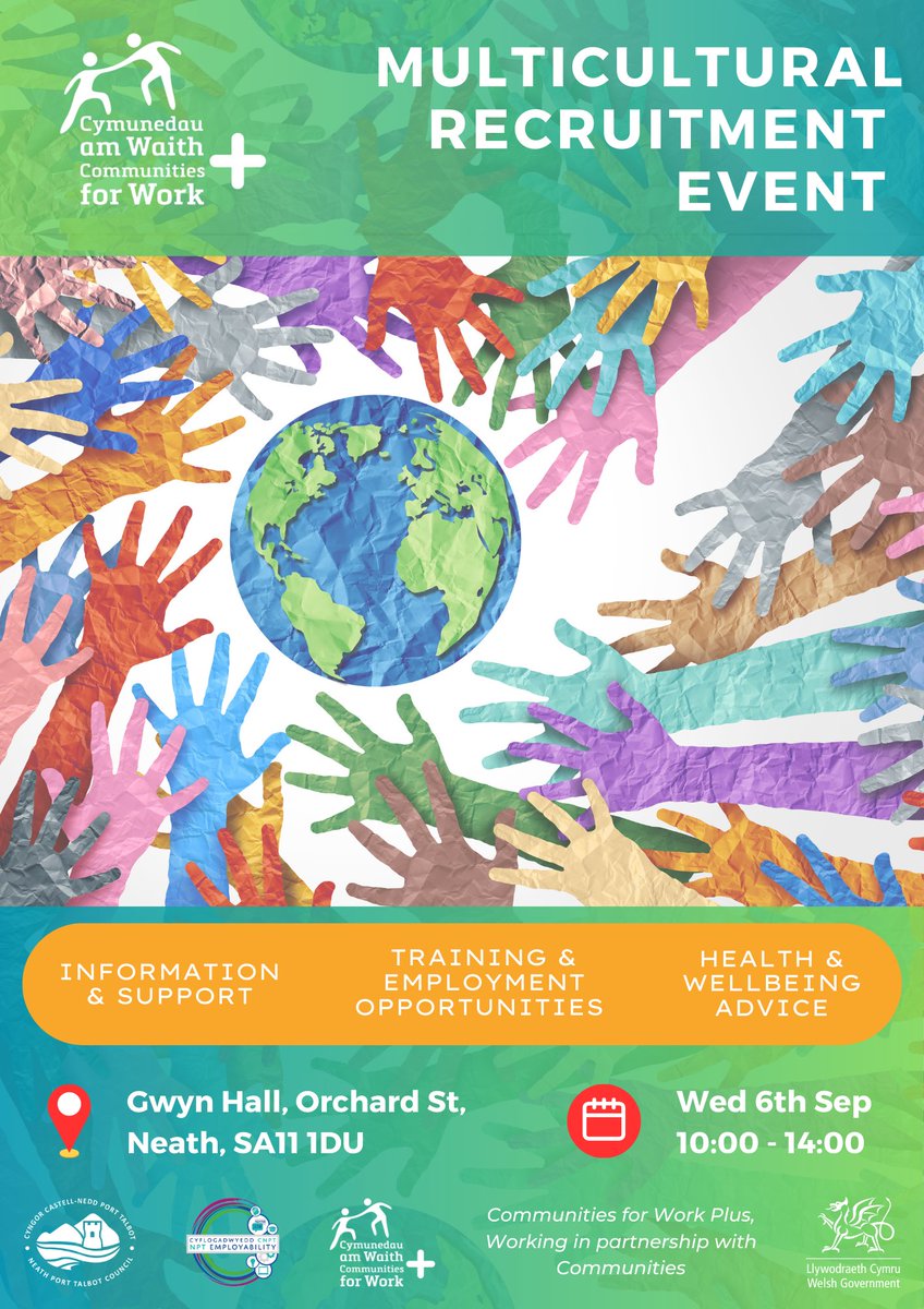 We are going to be attending a job fair at the Gwyn Hall, Neath Port Talbot on Wednesday the 6th September, 10am-2pm.

Come along to hear about some of our job opportunities and how to apply!