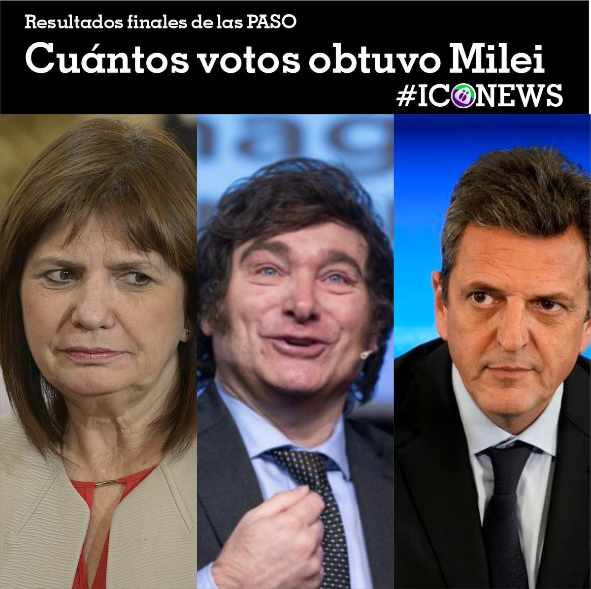 joxedartex's tweet image. LaJusticiaElectoral publicó el escrutinio definitivo de las elecciones primarias. Milei quedó por debajo del 30% se acortó la diferencia entre Bullrich Massa
Libertad Avanza29,86%
Juntos por el Cambio28% 
Unión por la Patria27%
#iconews #mundo #Milei #argentina #massa #bullrich