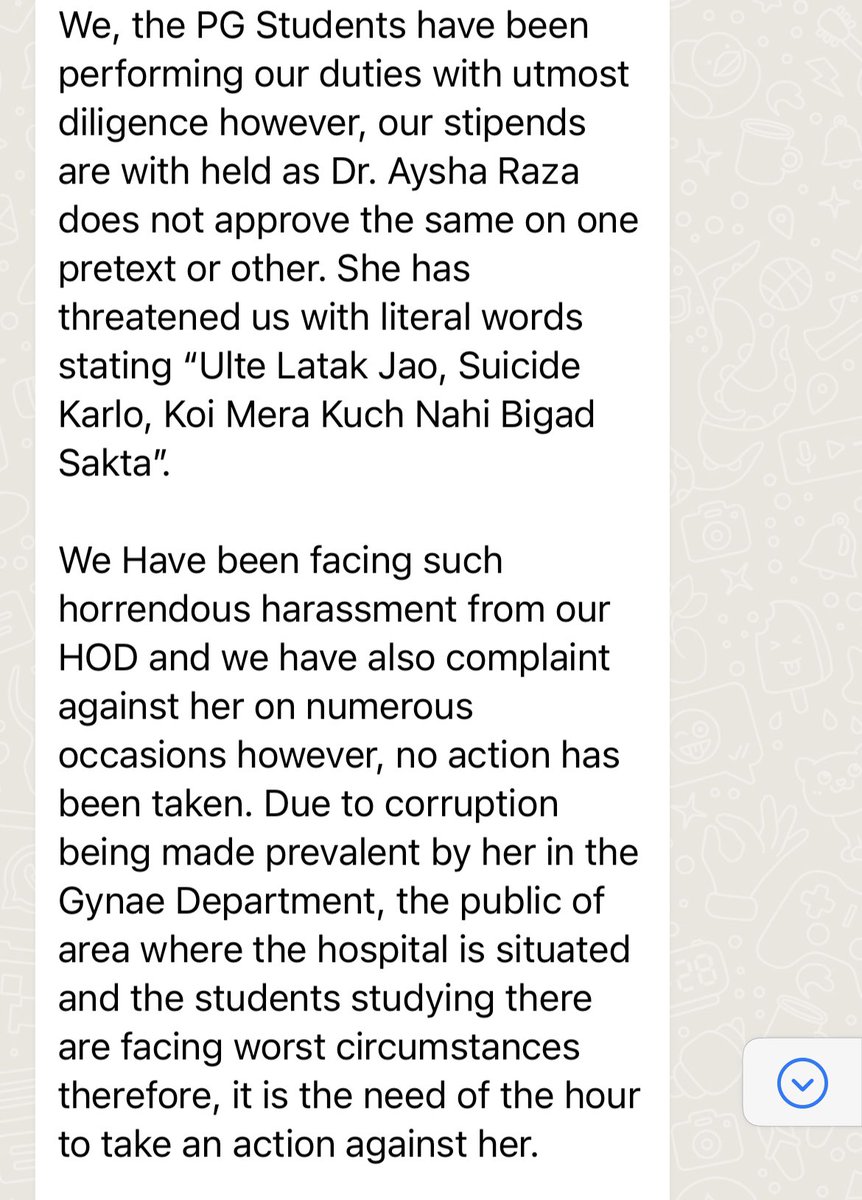 children's thesis. Additionally, she is accused of accepting bribes for other tasks. Any child who opposes these activities is subjected to mental torture. Students further claim that this year, every first-year PG student under her supervision has failed.
 @DCP_CCC_Delhi