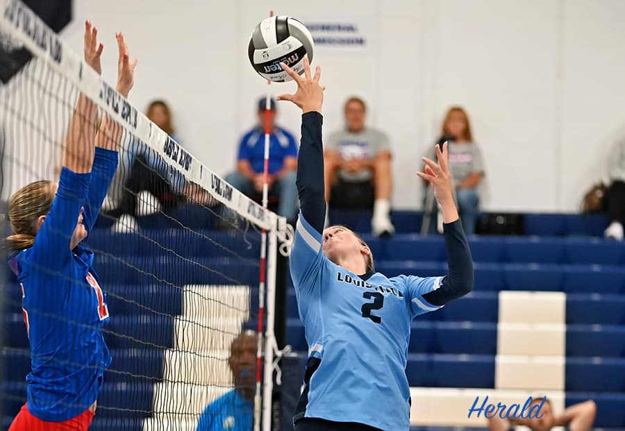 Great team win last night for <a href="/LepsVball/">LadyLepsVball</a> .  Our local paper got of shot of <a href="/Addison_Burick/">Addison Burick</a> using her favorite reverse corner dump for the kill.  45 assists 5 kills, and handful of blocks.
