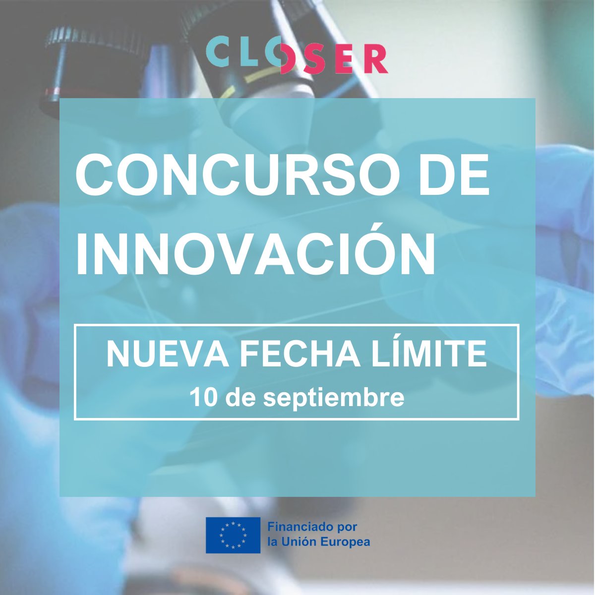 ¡Ampliamos la fecha límite para poder presentar proyectos para los premios de la 1a Edición del Concurso de Innovación CLOSER! 

Para más detalles sobre la convocatoria, haz click aquí:
tinyurl.com/3px4jw86

#Convocatoria  #Innovación #Investigación  #Leucemiainfantil