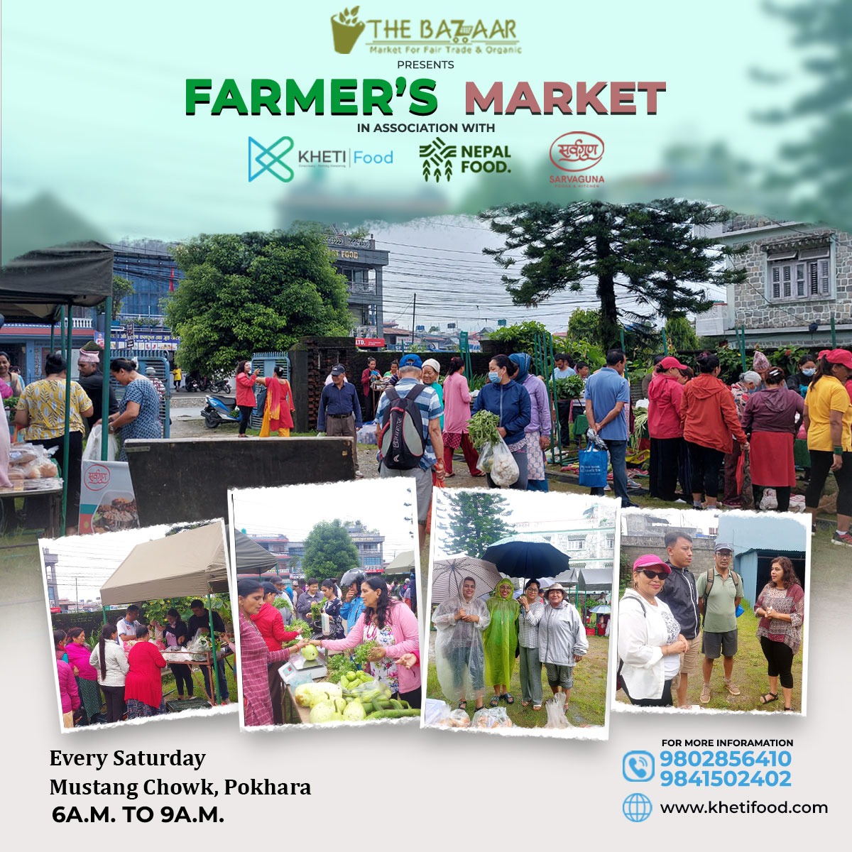 KHETI_AgFinTech's tweet photo. Join us for a refreshing stroll this Saturday and indulge in the joy of supporting our passionate farming community! 🚜🛍️

Venue: Mustang Chowk, Pokhara
Time- 6am- 9am

See you there!

#Kheti #farmersmarket #DVExcellus #Accesstomarket https://t.co/JBvLc6JVNe