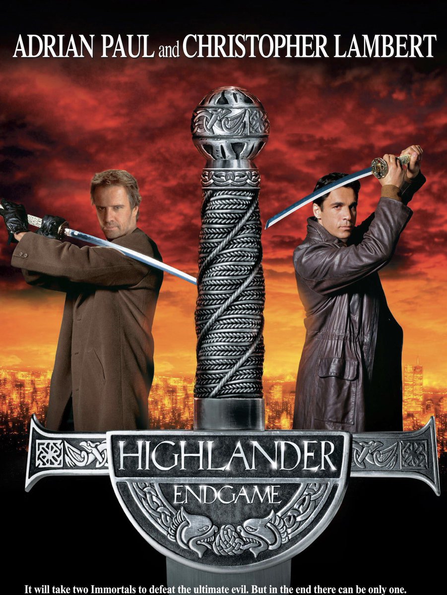 WATZUPMAG's tweet photo. Il y a 23 ans, les deux MacLeod (film et série) s’associaient dans #HighlanderEndgame.
L’affiche était belle, le film est loupé malgré quelques idées.
La saga s’achèvera à la guillotine avec un cinquième film : The Source.
Il devait en rester qu’un, le premier opus assurément… https://t.co/D1SocpMN6j