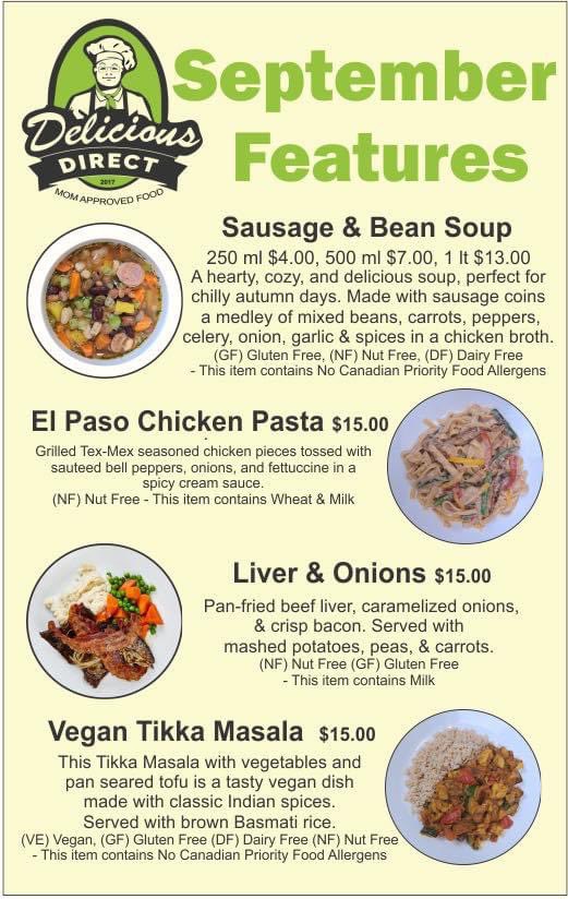 MomApprovedFood's tweet photo. 👨🍳 SEPTEMBER FEATURE MEALS
🥣 Sausage & Bean Soup - 250 ml - $4.00, 500 ml - $7.00, 1 Lt. - $13.00
🧅 Liver & Onions - $15.00
🍝 El Paso Chicken Pasta - $15.00
🥕 Vegan Tikka Masala - $15.00
#EasyMeals #Guelph #ReadyToEat #GuelphMeals #GoodFood #SeptemberMeals
#FeatureMeals https://t.co/IBmsL1cf61