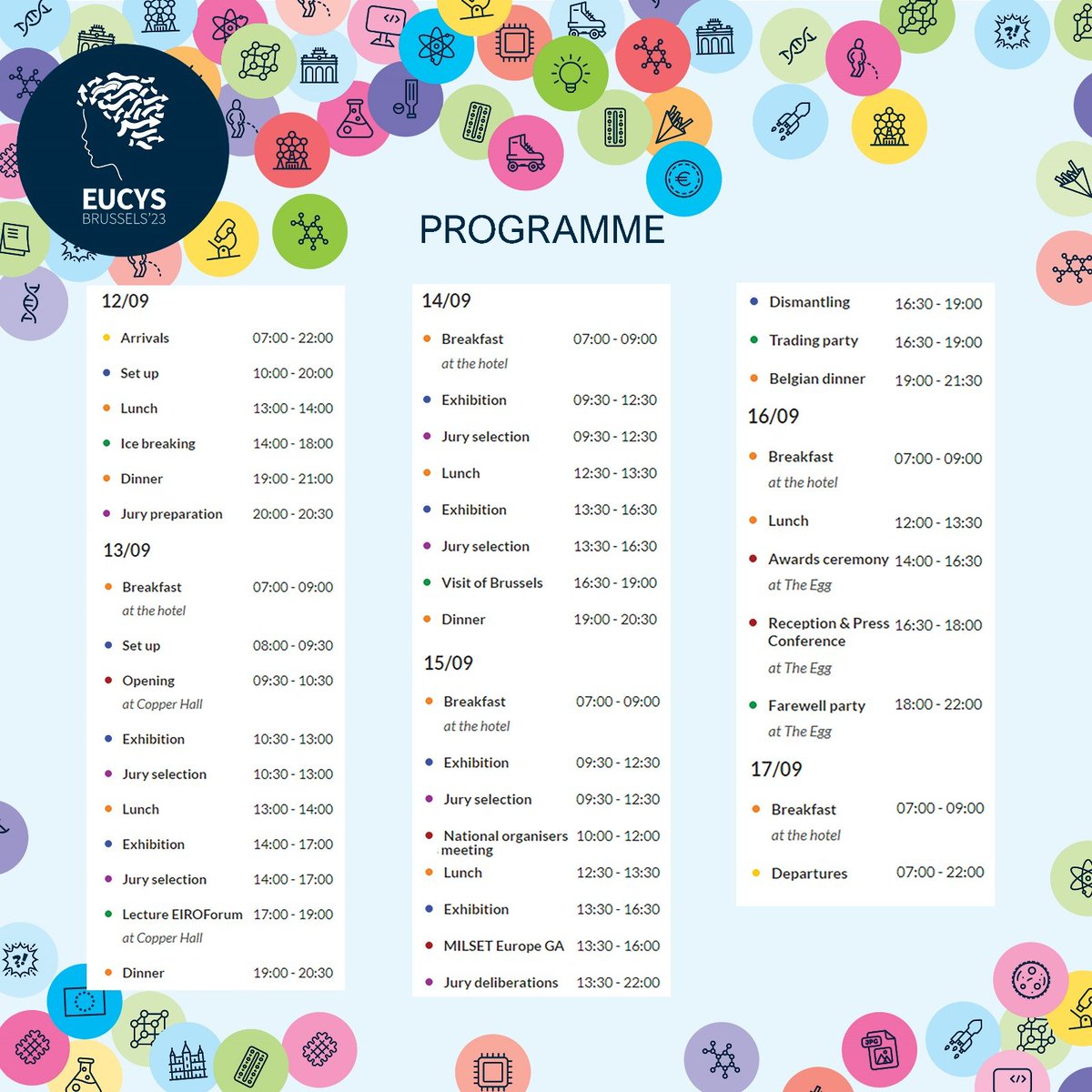 EUCYS2023 (@eucys) on Twitter photo Five days of great projects, bright young minds and wonderful experiences await us... so, let's discover the programme of EUCYS 2023!
#EUCYS2023 #rea_research #jeunessesscientifiquesdebelgique #belgium <a href="/REA_research/">European Research Executive Agency</a> Five days of great projects, bright young minds and wonderful experiences await us... so, let's discover the programme of EUCYS 2023!
#EUCYS2023 #rea_research #jeunessesscientifiquesdebelgique #belgium <a href="/REA_research/">European Research Executive Agency</a>