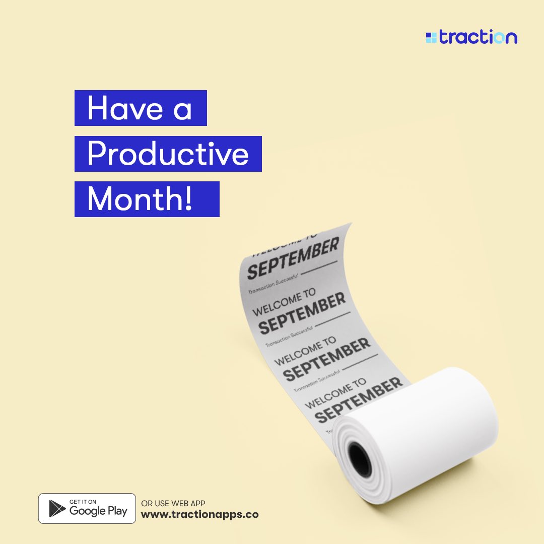 TractionApps's tweet image. September is here!

Now we can begin countdown to Christmas 💃🏽💃🏽💃🏽

We hope that you have a super productive month 😊

#NewMonth
#DecemberIsComing
#SeptemberIsHere