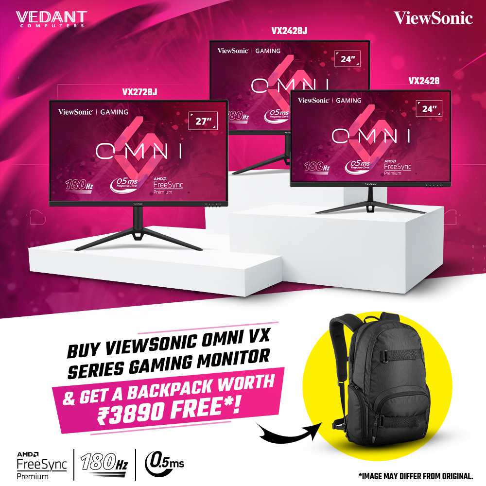 vedantcomputers's tweet image. Level Up Your Setup With The ViewSonic OMNI Series Gaming Monitors! 😎🔥
✔ Available Now - bit.ly/3YYrx84

🎁 Offer: Now grab a Premium Backpack worth Rs.3890 for FREE!!! 

#VedantComputers #ViewSonic #AMDFreeSync #OMNI #OMNIMonitor #GamingMonitor #Gaming #Offer