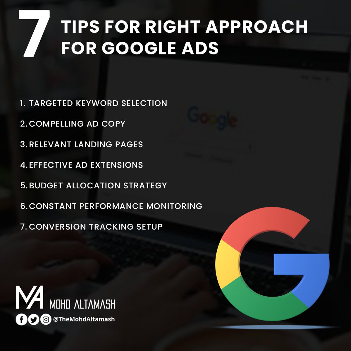 Here are tips to ensure you have the right approach for success

#GoogleAds #PPCAdvertising #DigitalMarketing #AdCampaigns #AdWords #PaidAdvertising #SearchAdvertising #AdWordsStrategy #OnlineAdvertising #ROI #ConversionTracking #Remarketing #AdOptimization