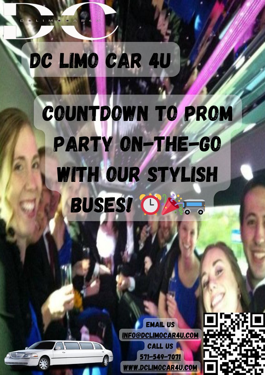 DclimoC's tweet photo. Countdown to Prom: Party On-the-Go with Our Stylish Buses! โฐ๐๐
Reserve your ride now for a prom night to remember. #CountdowntoProm #PartyBusVibes #DCPromLimoAdventure #dclimocar4u https://t.co/Z9mK8fIpH3