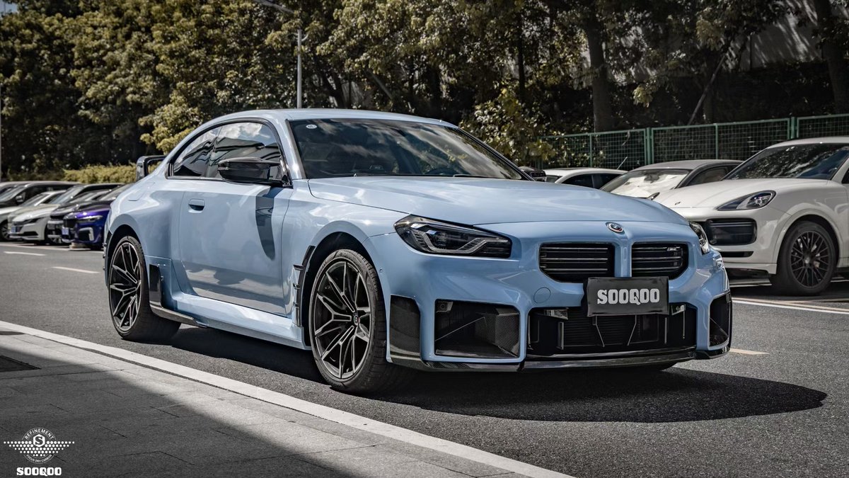 zhuwenxu's tweet image. SOOQOO-潮酷改装案例
宝马M2 G87干碳前脸酷改
MP款前唇+前杠风口+前杠轮眉 #G87M2 #BMW