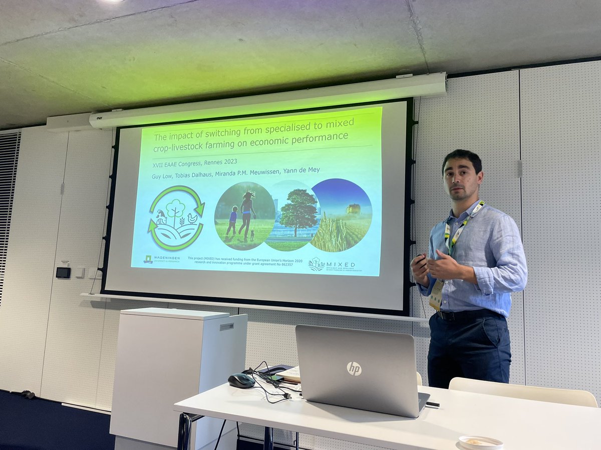 Guy Low kicking off the session with a cool staggered Diff-in-Diff analysis looking at the switch to Mixed farming systems #EAAE2023Rennes