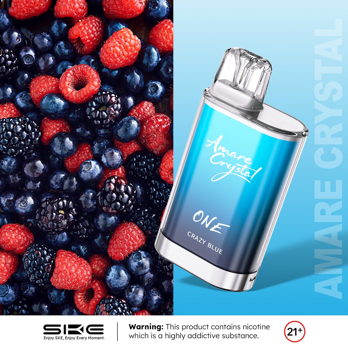 I'm choosing Crazy Blue to wrap up the week, how about you? 💨💨💨

21+ Warning: This product contains nicotine which is a highly addictive substance.
#amarecrystal #skevape #skecrystal #bestflavours #ukvape #ukdisposable