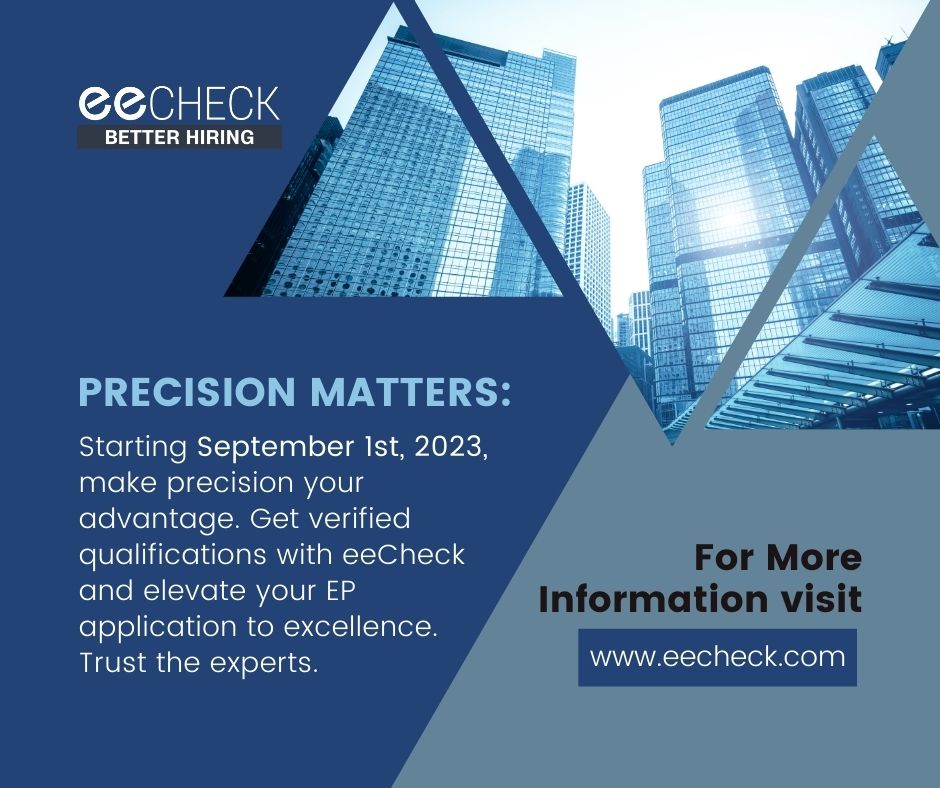 ee_check's tweet photo. Cultivate Excellence: Starting September 1st, 2023, precision is your secret weapon. Elevate your EP application with verified qualifications from eeCheck. Trust the experts. 🌟 #PrecisionMatters #VerifiedExcellence #eeCheck #Singapore https://t.co/vQTfEZCm00