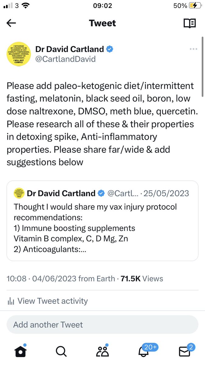 CartlandDavid's tweet photo. The reason this winter will be a bad ‘Covid’ winter is not due to a more dangerous scariant……it’s more to do with a mild illness taking its toll on the multiple vaccinated cohorts due to immune destruction and spike protein related co-morbidity! Detox!!!! https://t.co/9uBKwNx70E