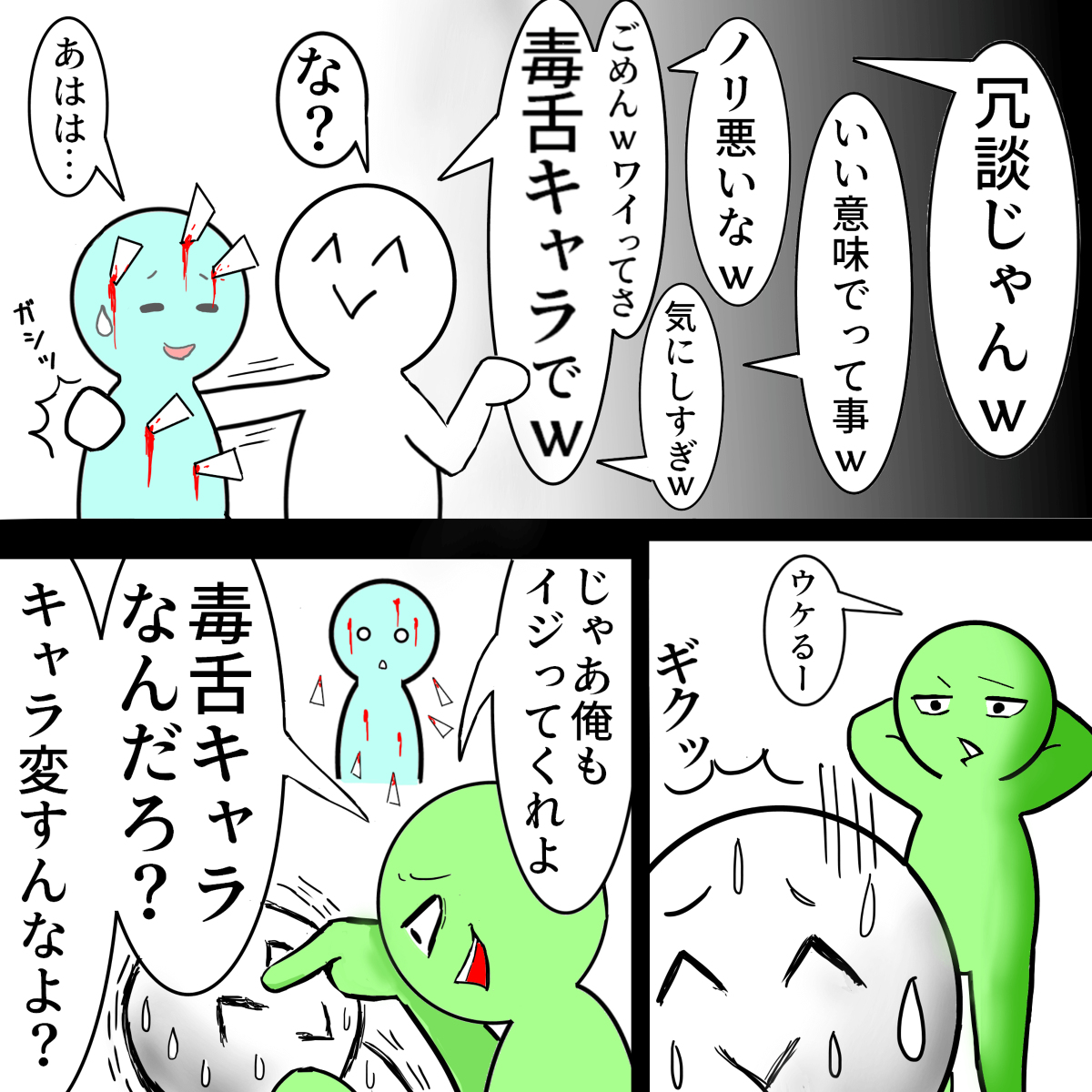 へー 言い返せない相手の時だけ
毒舌キャラになるんだー へー

(再掲) 