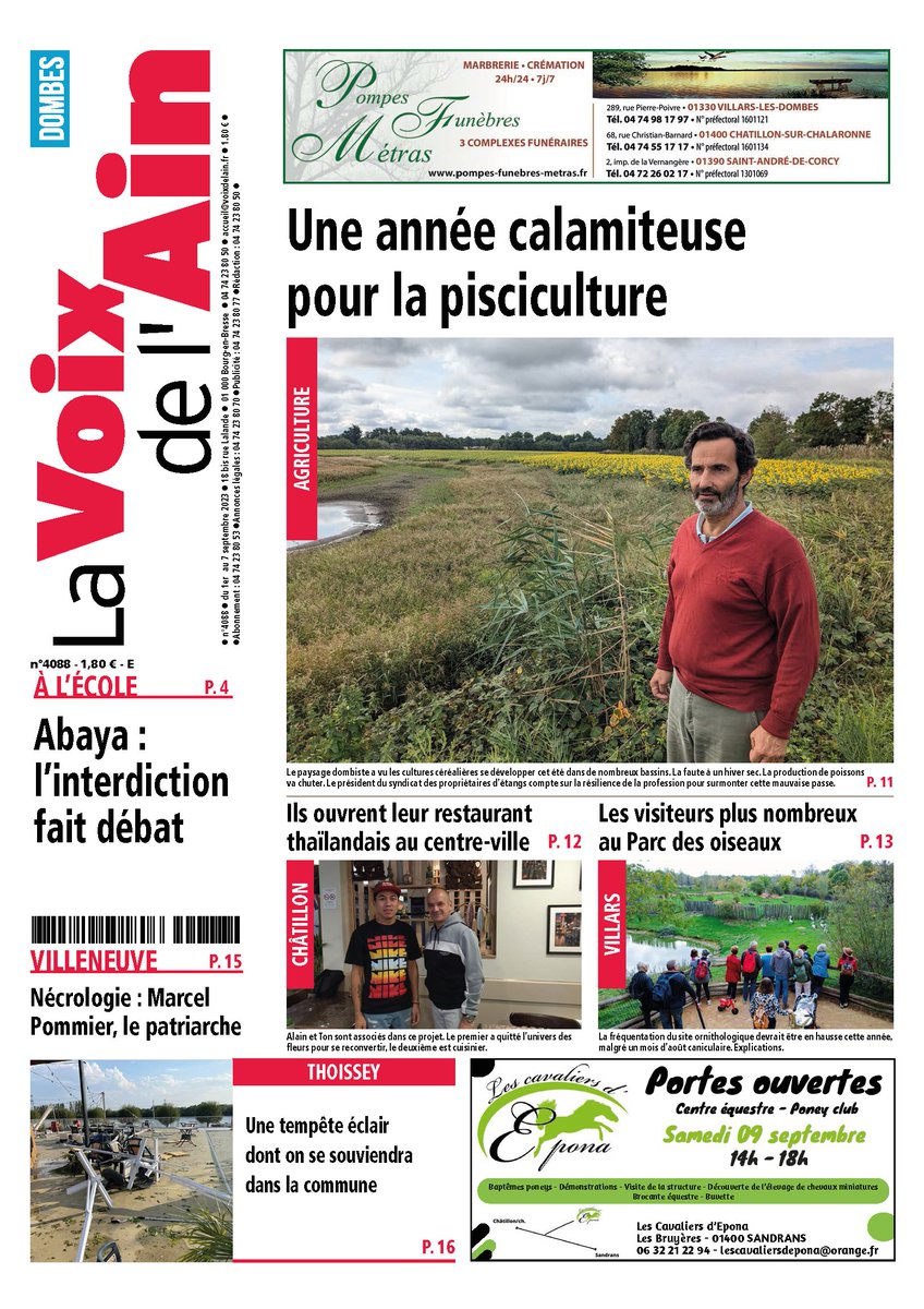 #VendrediLecture Faites votre rentrée avec <a href="/lavoixdelain/">La Voix de l'Ain</a>. Cette semaine :
Interdiction de l' #abaya  à l'école : comment l' #Ain se prépare ; plus d'étudiants à #Bourg : comment se logent-ils ? ; #Coupedumondederugby : ces fans sont déjà prêts ; vendanges : c'est parti...