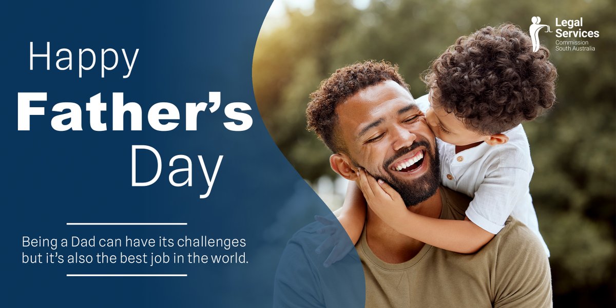 Happy Father's Day to all the Dads. Being a Dad can have its challenges but it's also the best job in the world. As the largest legal assistance service in SA, we're passionate about ensuring justice is accessible for all South Australians. For legal help call 1300 366 424.