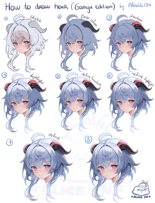 How to draw  hair (Ganyu edition) 