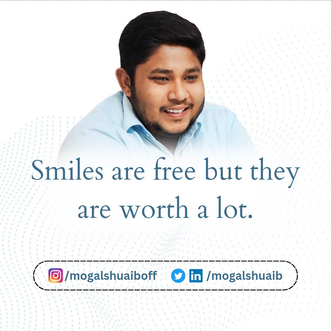 MogalShuaib's tweet photo. Smiles are Free but they are worth a lot. Always wish with a smile π.
#MogalShuaib #RowwitCEO #Smile https://t.co/jMRjRmqRw2