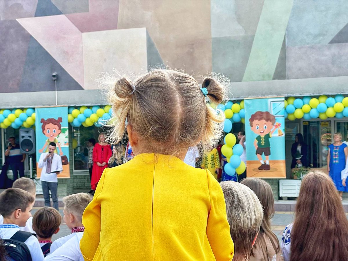 watchmanofthe's tweet photo. The second wartime school year began with a moment of silence for the fallen and the national anthem of Ukraine. Our children are incredibly strong. Stronger than we thought. And we will win for them. https://t.co/UcN5ExNmiO