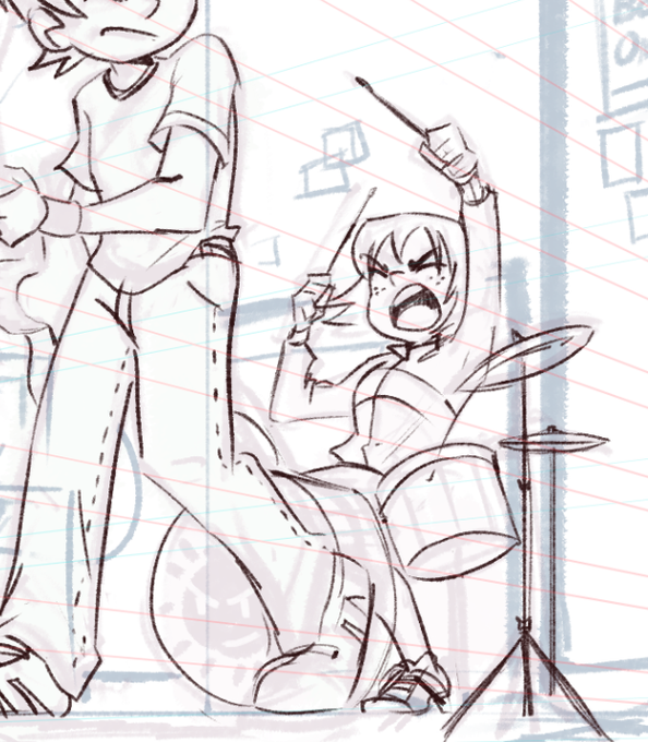 scott pilgrim wip, haven't drawn anything cartoony lately 