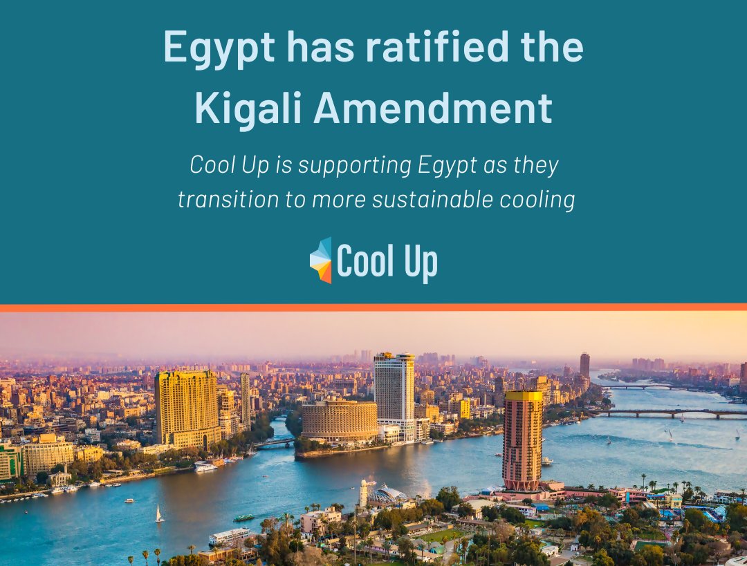 Cool Up Action Hub, Egypt, has ratified the #KigaliAmendment - placing it as a frontrunner in the MENA region ❄️ #EgyptKigaliRatification #MontrealProtocol #OzoneProtection #HFCphasedown #SustainableCooling 
@RCREEE @IDGCoEgypt @Guidehouse @GuidehouseESI @UNEPozone