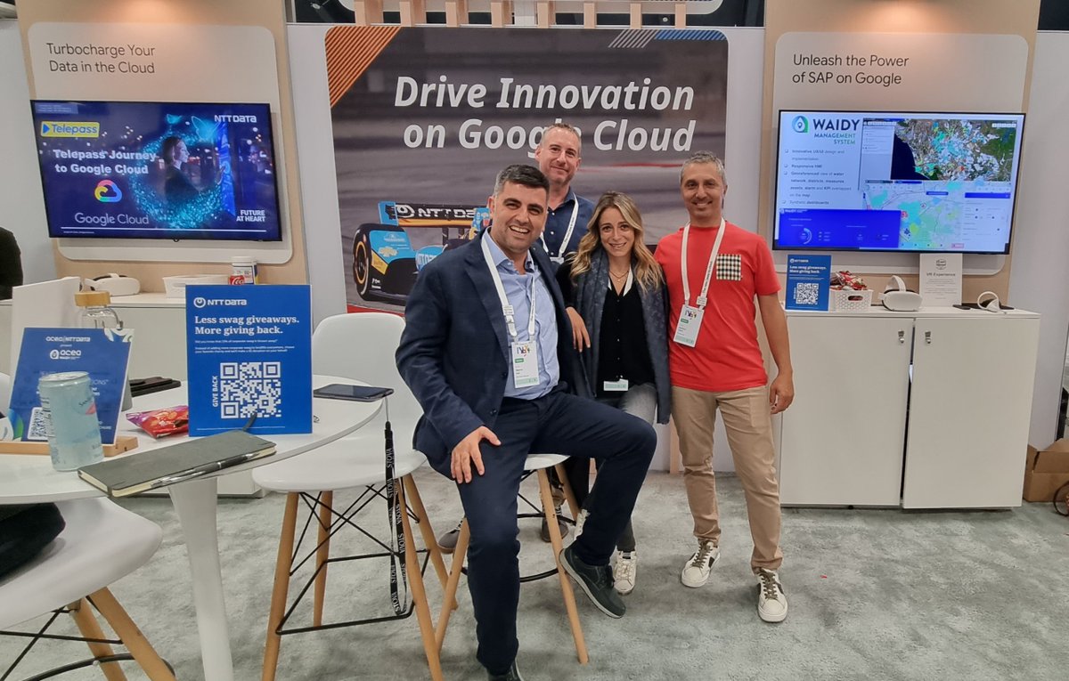 Ecco i nostri esperti al booth #NTTDATA al #GoogleCloudNext 2023 per presentare alcuni progetti italiani e soluzioni per accelerare l'adozione del Cloud da parte delle aziende 👇