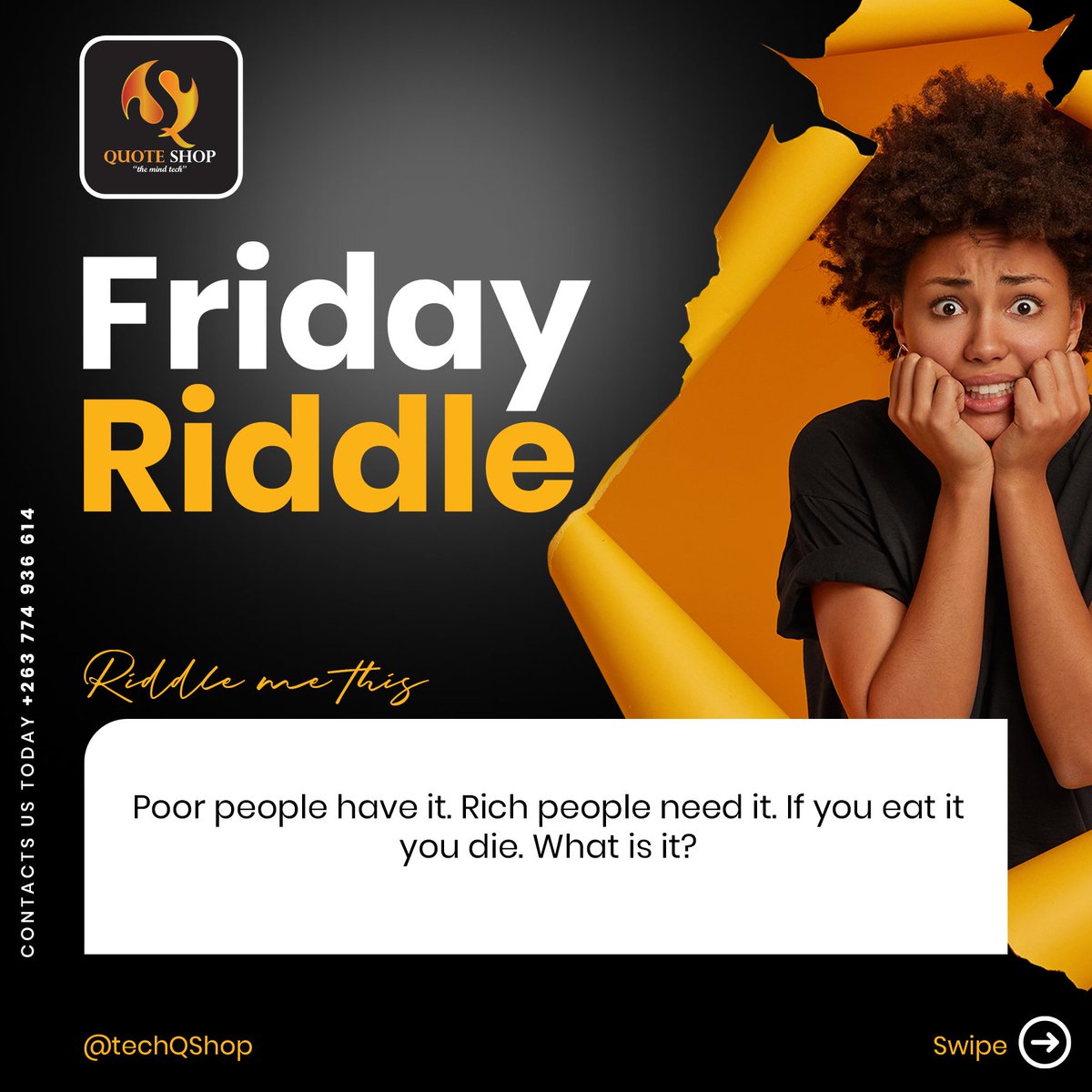 techQShop's tweet photo. Riddle Me this. Open thread to get the answer. #Riddle #fridaymorning https://t.co/DbDczx5bk5