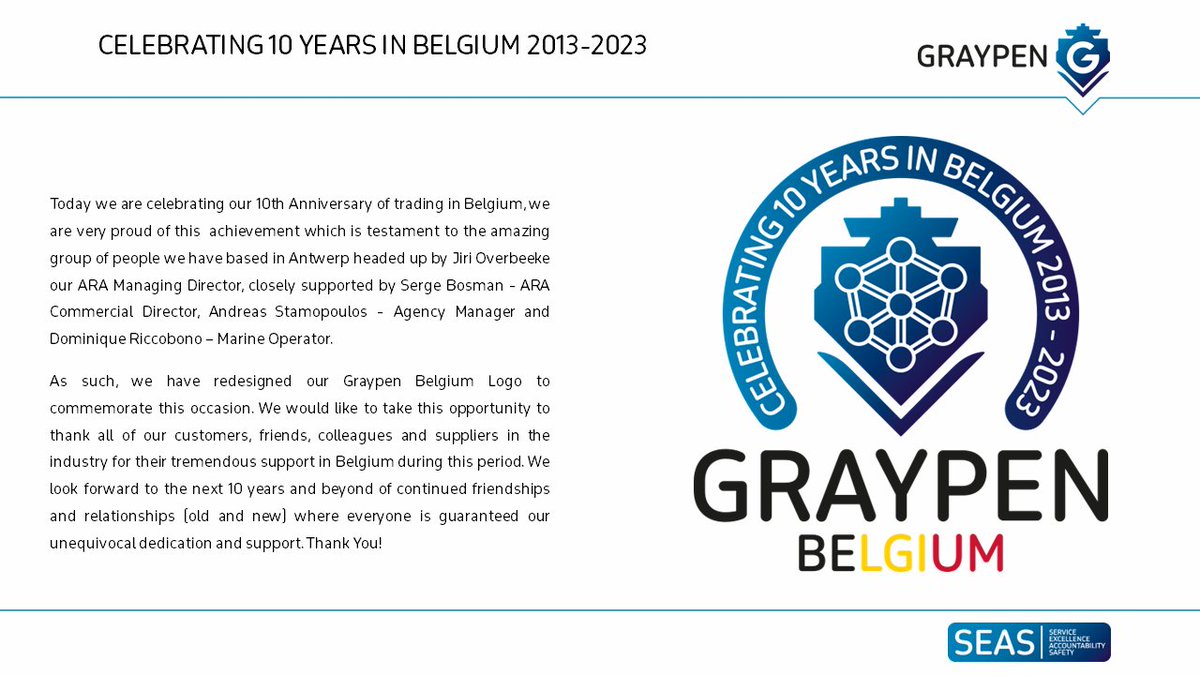 Celebrating 10 Years of Graypen &amp; GP Shipping in Belgium 

#graypenbelgium #teamgraypen #gpshippingbelgium #teamgpshipping #graypen #gpshipping #graypenara #gpshippingara #graypengroup