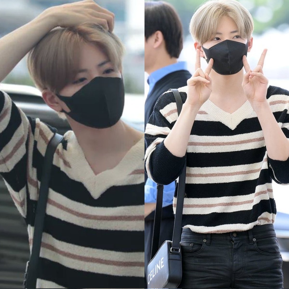 TREASURE's Kim Junkyu looks stunning in blonde hair at the airport today, heading to Japan.