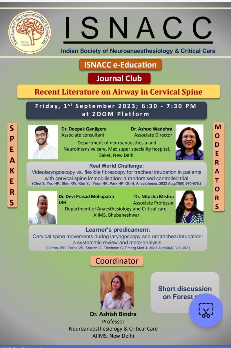 ISNACC (@isnaccindia) on Twitter photo #Journalclub <a href="/NCSIofficial/">Neurocritical Care Society of India</a> <a href="/SNACCNeuro/">SNACC</a> <a href="/ISANHQ/">INDIAN SOCIETY OF ANAESTHESIOLOGISTS</a> Dear ISNACC Members,
Sep 1, 2023 06:30 PM (India)
Register in advance for this meeting:
us06web.zoom.us/meeting/regist… #Journalclub <a href="/NCSIofficial/">Neurocritical Care Society of India</a> <a href="/SNACCNeuro/">SNACC</a> <a href="/ISANHQ/">INDIAN SOCIETY OF ANAESTHESIOLOGISTS</a> Dear ISNACC Members,
Sep 1, 2023 06:30 PM (India)
Register in advance for this meeting:
us06web.zoom.us/meeting/regist…
