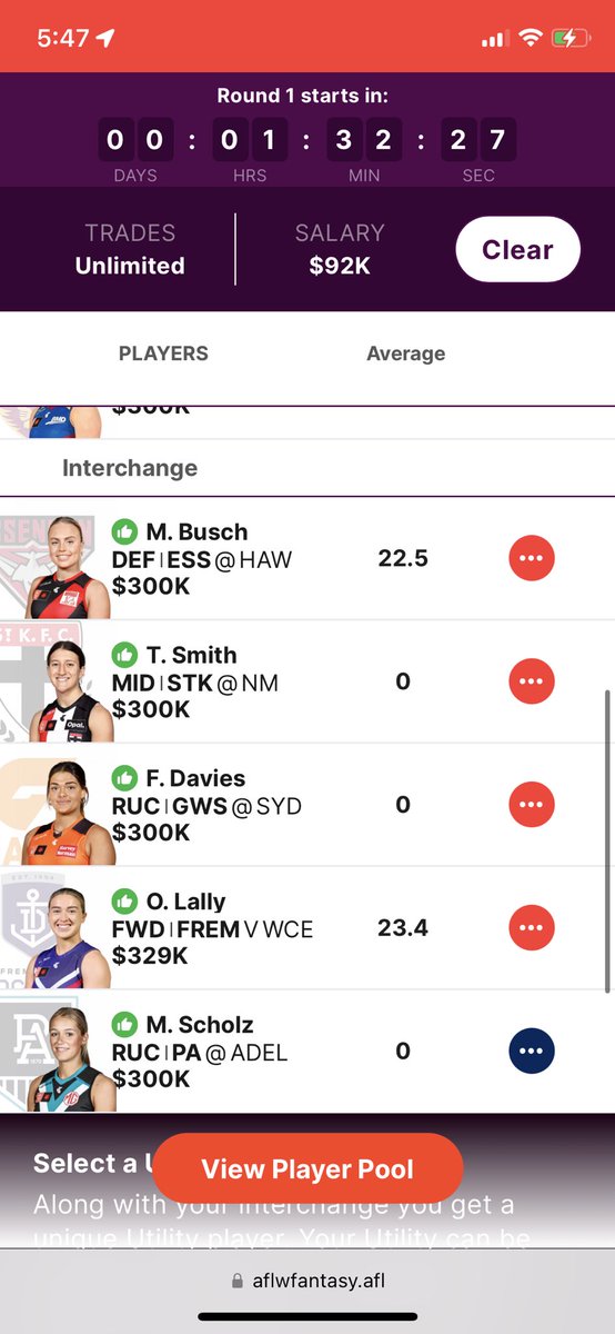 #AFLWFANTASY 
<a href="/FreeKickWPod/">Free Kick: The AFLW Fantasy Podcast</a> 
Should I be making any tweaks to my side?