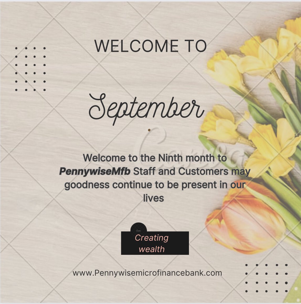 PennywiseMfb's tweet photo. innovation, and abundant opportunities! Thank you for being a valued part of our journey. PennywiseMfb wishes you all a Happy New Month 😊 https://t.co/9Z2prxcR9N