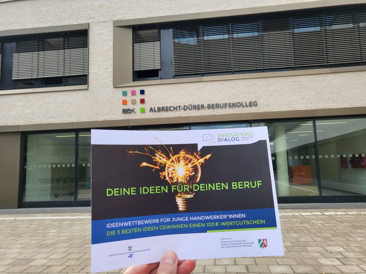 #Auszubildende im Albrecht-Dürer-Berufskolleg Düsseldorf teilten ihre Ideen für nachhaltiges, innovatives &amp; attraktives Handwerk mit. Im nächsten Schritt Sichtung aller Ideen &amp; Preisermittlung. Der #Innovationsdialog #Handwerk in #NRW wird gefördert von <a href="/WirtschaftNRW/">Wirtschaft.NRW</a>.
