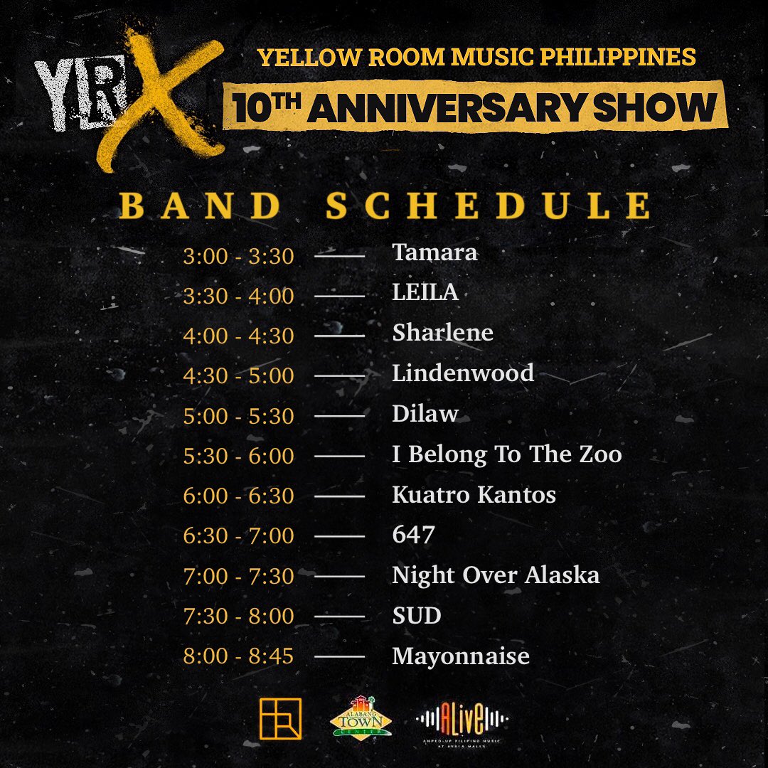 yrmusicph's tweet photo. Ready na rin ba mga boses niyo? ๐
Hereโs the schedule of performances for tomorrow!
Kitakits sa Alabang Town Center, Town Plaza!
Gates open at 2PM.
#YRX #YRMusic #YellowRoomPH https://t.co/zx9jCuzi9I