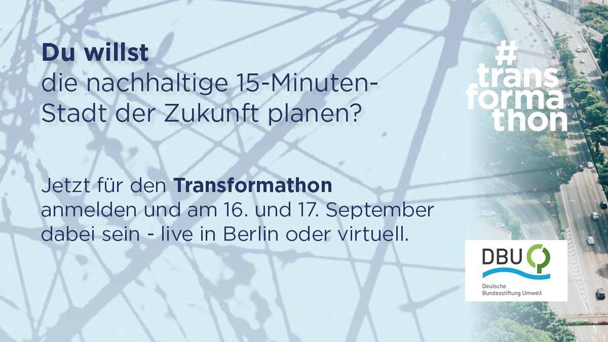 _DNP_'s tweet photo. Wie können wir die Lebensqualität in Städten nachhaltig verbessern? Jetzt für die #Transformathon Challenge "15-Minuten-Stadt" des Gastgebers @umweltstiftung anmelden ➡️ https://t.co/BIERPAYLn8 #Nachhaltigkeitspreis #DNP16 @gw_undjetztalle @impacthubLE https://t.co/VNZhMznwYz