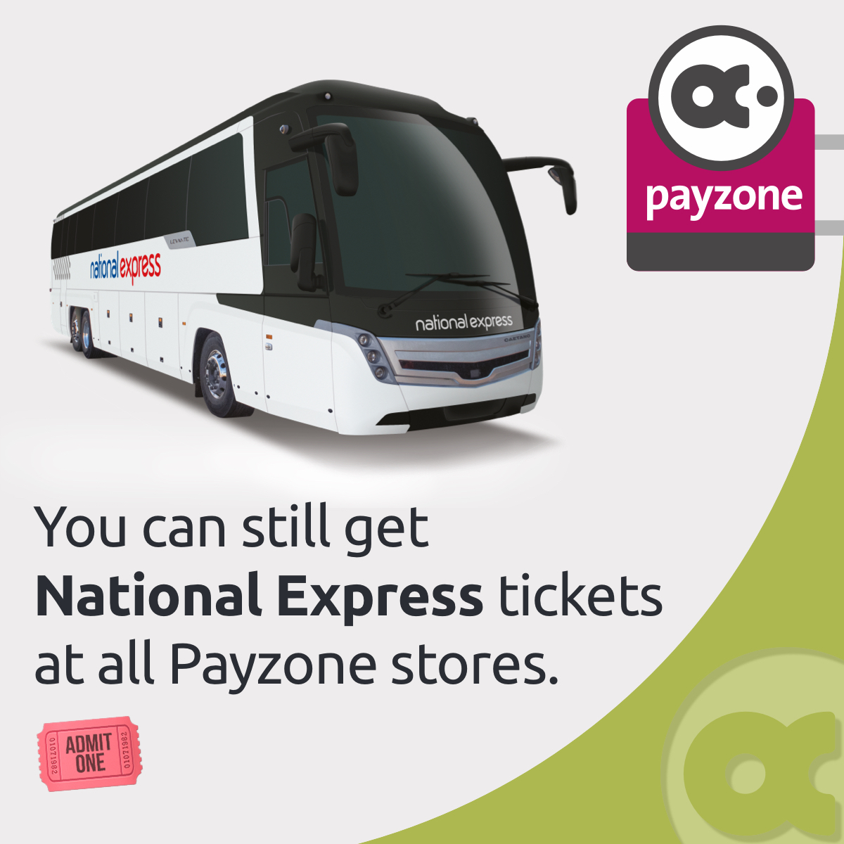 Starting this month, @nationalexpress tickets won't be available to purchase at @PostOffice branches. But don't worry, Payzone is here to make ticket buying easy! Head to your nearest Payzone store to buy your National Express tickets and keep your journey on track! 🎫🛍️