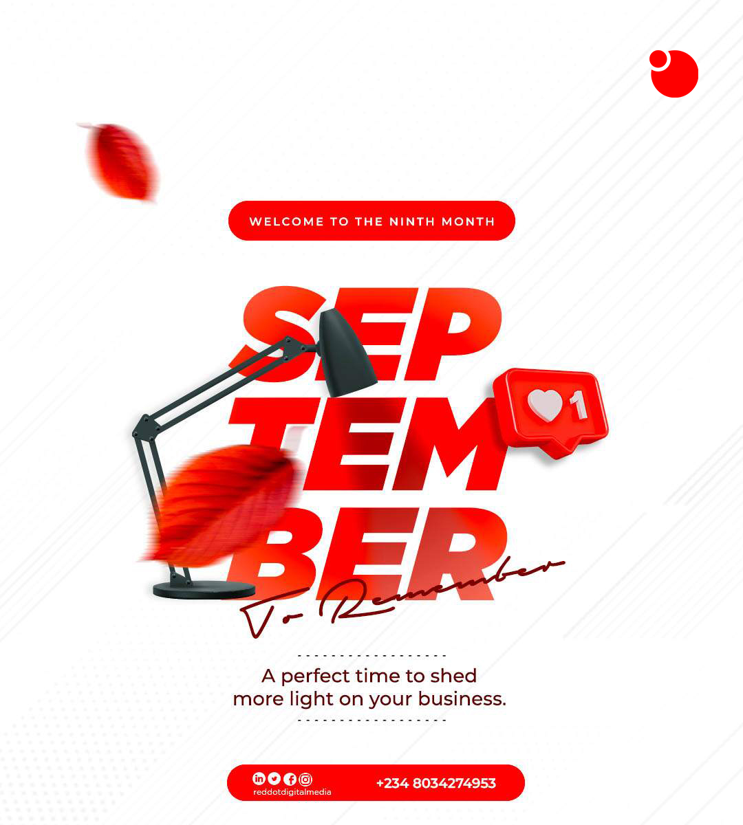 Welcome to September! It's a new month, so start the journey to brand development and visibility now. #design #newmonth #september #reddotdigital #datti #helenpaul #animation.