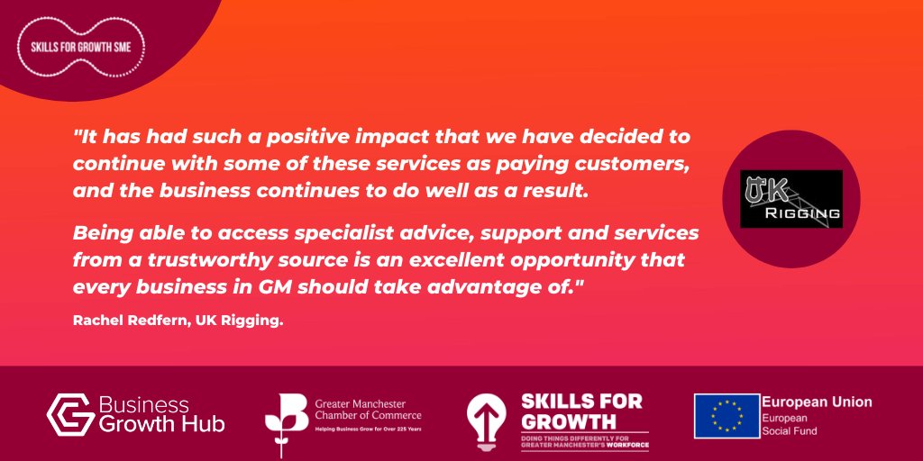 "This is an excellent opportunity that every business in Greater Manchester should take advantage of"

We're making a difference to Greater Manchester's SMEs. 

Focusing on workforce training and wellbeing read the case study here ow.ly/mY5C50NCFUT

#SkillsForGrowthGM