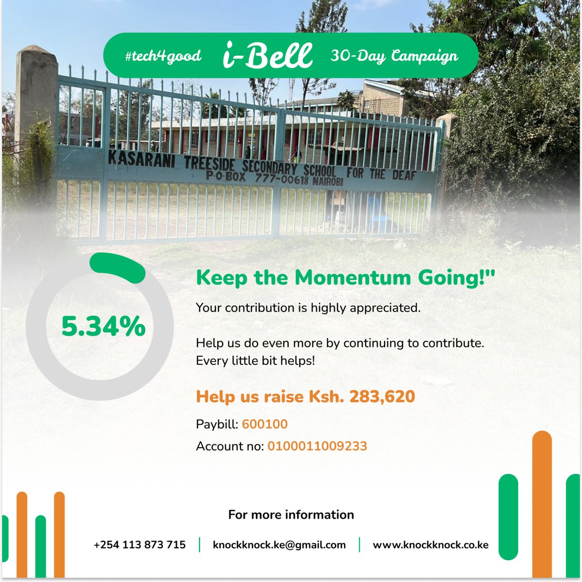 We are short of our target!! But our donation boxes remain open! Don't be left out in making an impact on the Deaf! You can contribute directly using our paybill number or from the campaign site: knockknock.co.ke/campaigns/tech…
