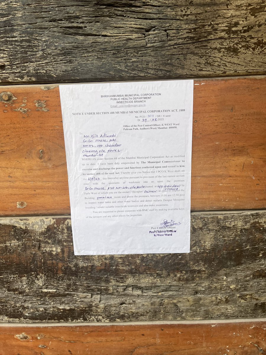 dlancy123's tweet photo. @IqbalSinghChah2 @mieknathshinde @MPLodha @mybmcwardKW  @BUS_IND @MumbaiCF @sudakarnamdeo
Is this a Joke entry denied on 29th and advance notice given for after 6 days to clean everything before inspection , looks like some settlement has been done. Shameful ! https://t.co/YoB4AZAV9p