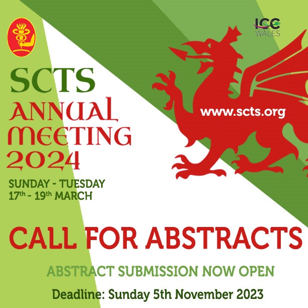 The #SCTS Annual Meeting 2024, 17th-19th March at the @ICCWales🐉 #Abstract Submission for SCTS AM 2024 is now open! The deadline is 23:59 on 5th November 2023. Please click below to begin your submission, where you will also find Instructions for Authors. auth.oxfordabstracts.com/?redirect=/sta…