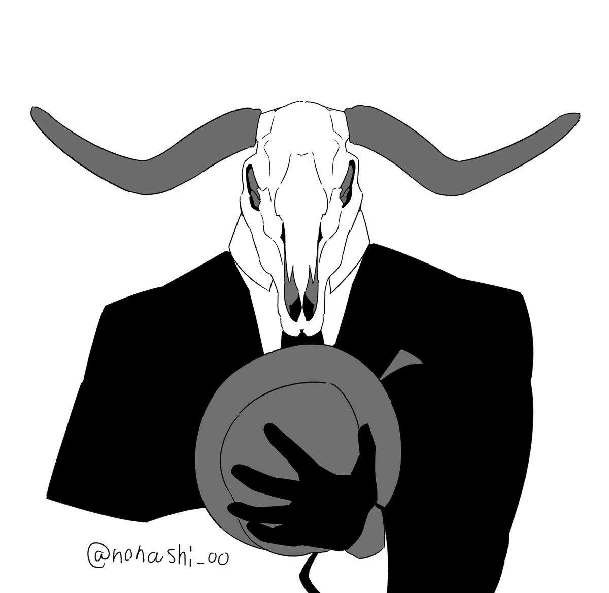 nonashi_00's tweet photo. #人外版深夜の真剣お絵描き60分一本勝負 
「異形頭」
紳士 https://t.co/V472gJOLm2