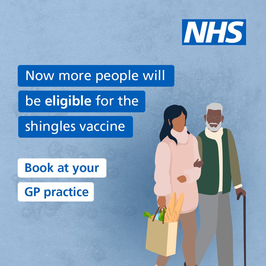 If you are aged 70-79 or aged 50 and over with a severely weakened immune system, you can book your shingles vaccine at your GP practice. You can also book after your 65th birthday if you turn 65 after 1st September 2023. Find out more ➡️ nhs.uk/conditions/vac…